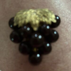Miriam Haskell 1930’s Grape cluster with brass leaves and clasp Dress Clip.